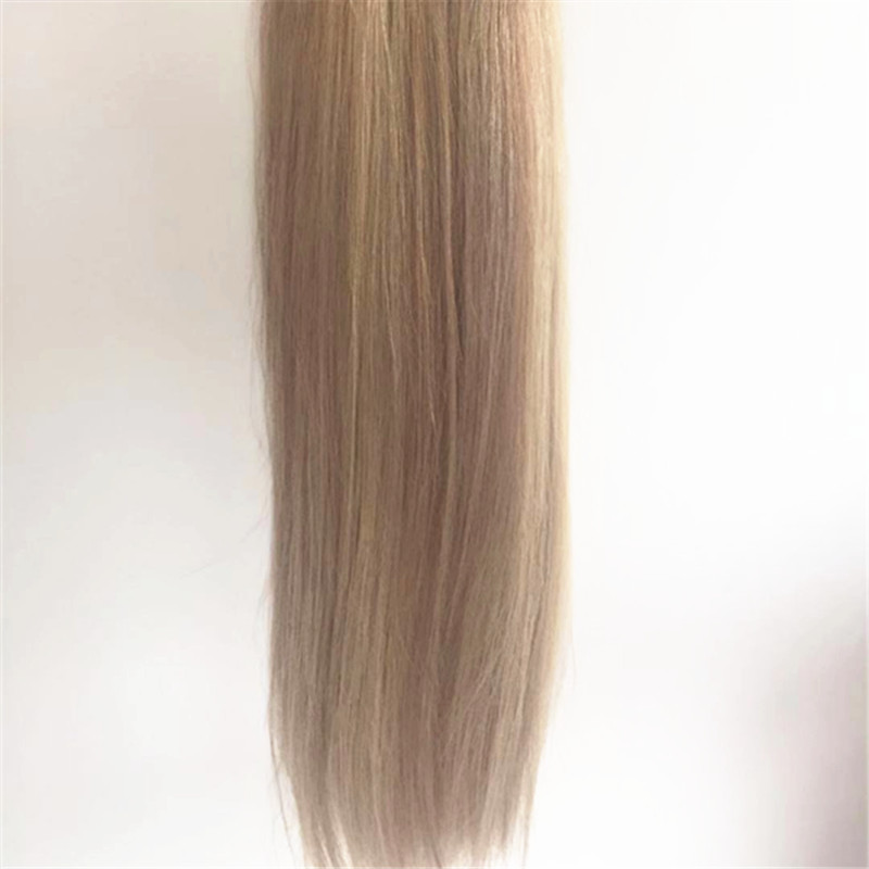 Remy human hair Blonde Hair Extensions Piano Color Medium Brown Highlight with Blonde  Straight hair weft YL288